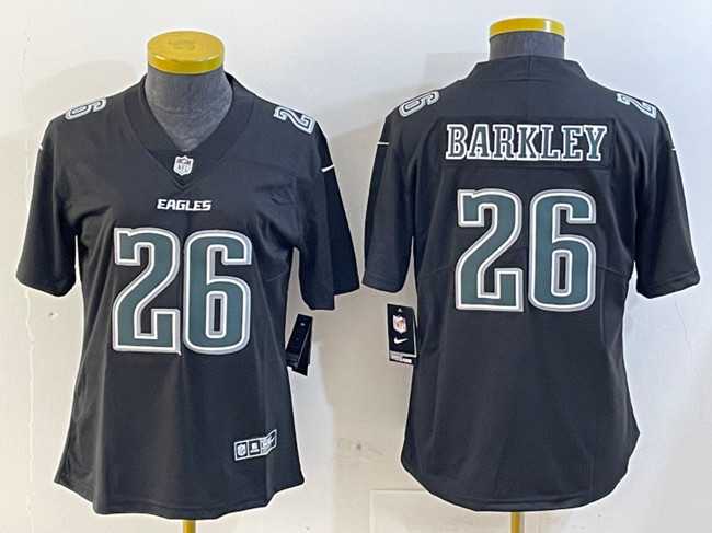 Womens Philadelphia Eagles #26 Saquon Barkley Black Fashion Vapor Untouchable Limited Stitched Jersey Dzhi